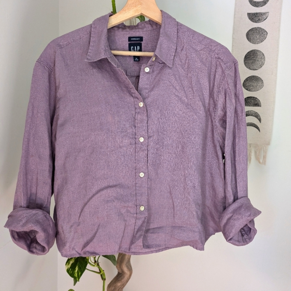 Gap linen crop shirt